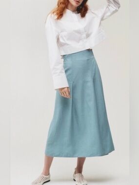 ARITZIA WILFRED siliana Skirt Linen Midi Medium blue